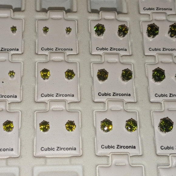 Various Colors Cubic Zirconia Stud Earrings - Picture 3 of 15